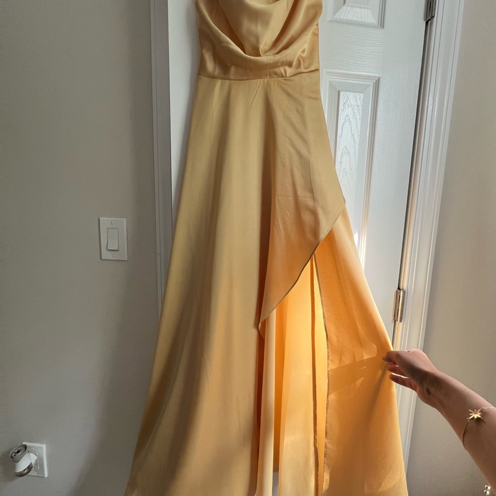 NWOT Fashion Nova Asymmetrical Gold Dress
